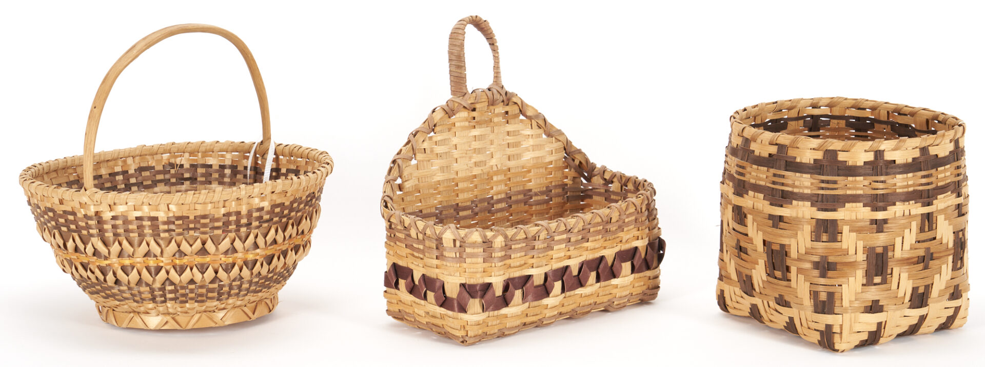Lot 545: 6 Native American Cherokee Baskets and 1 Jar
