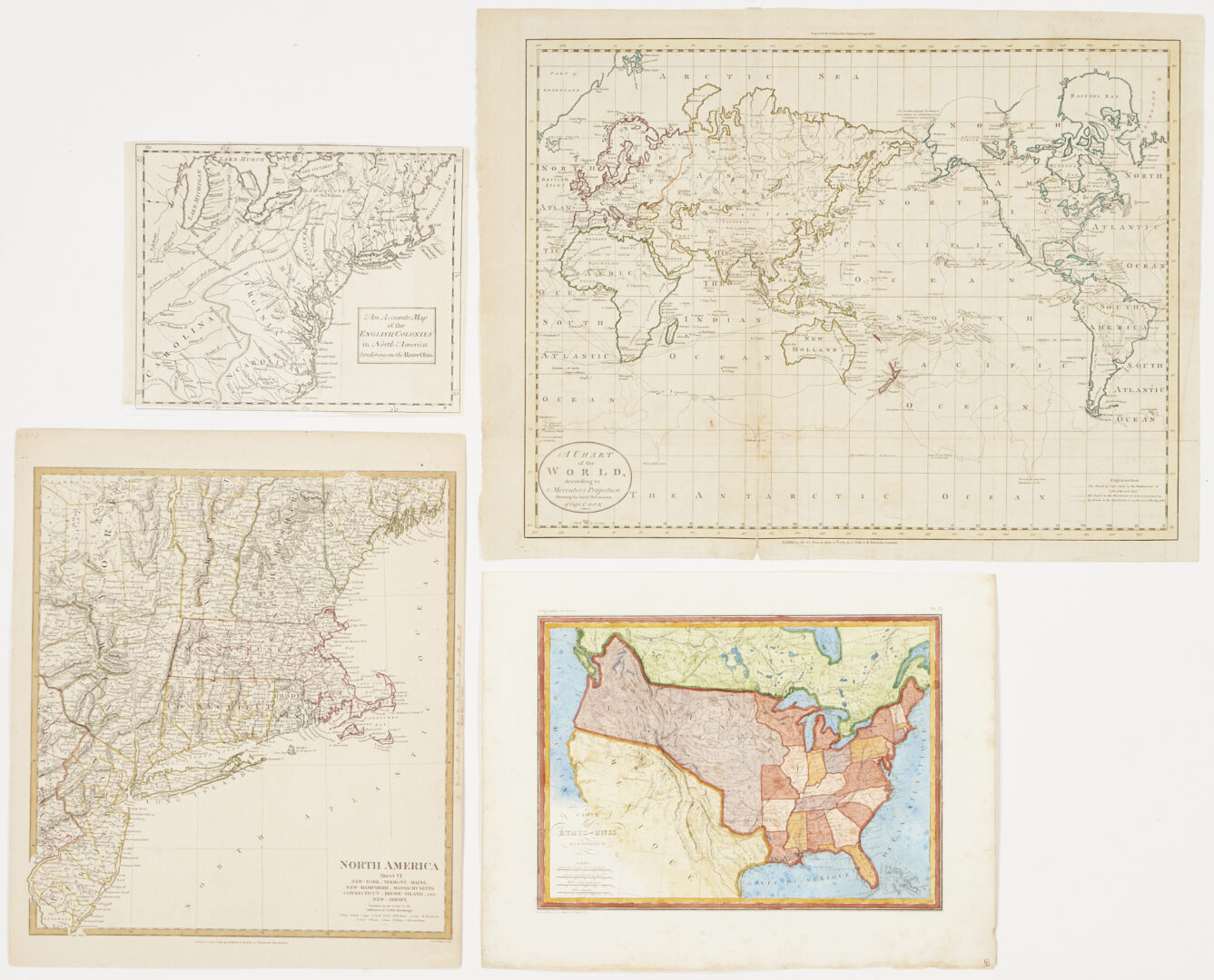 Lot 554: 4 Early American Maps: Overton, Thierry, Captain Cook, & SDUK