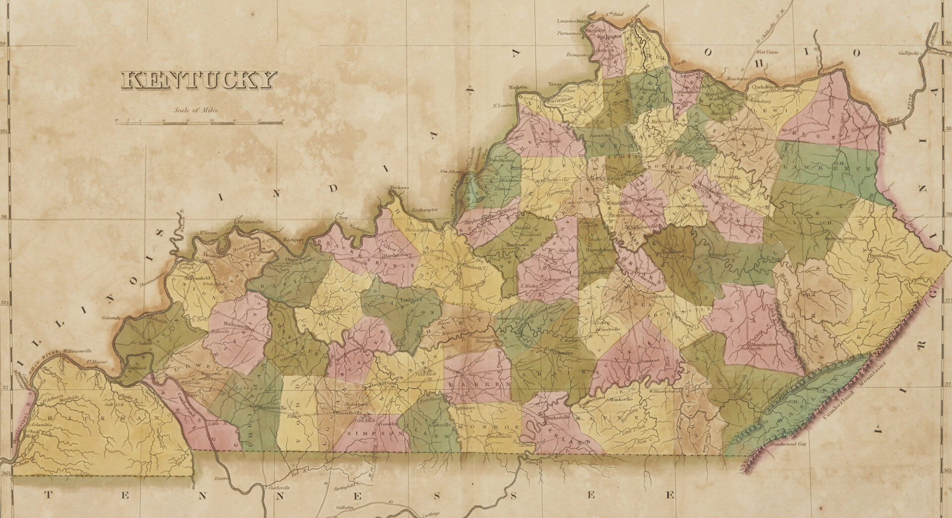 Lot 555: 2 Framed Historical Maps, North America & Kentucky, Carey & Lea
