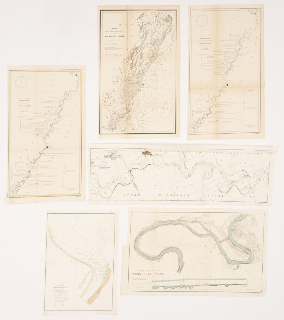 Lot 556: 6 Mississippi and Tennessee River Maps