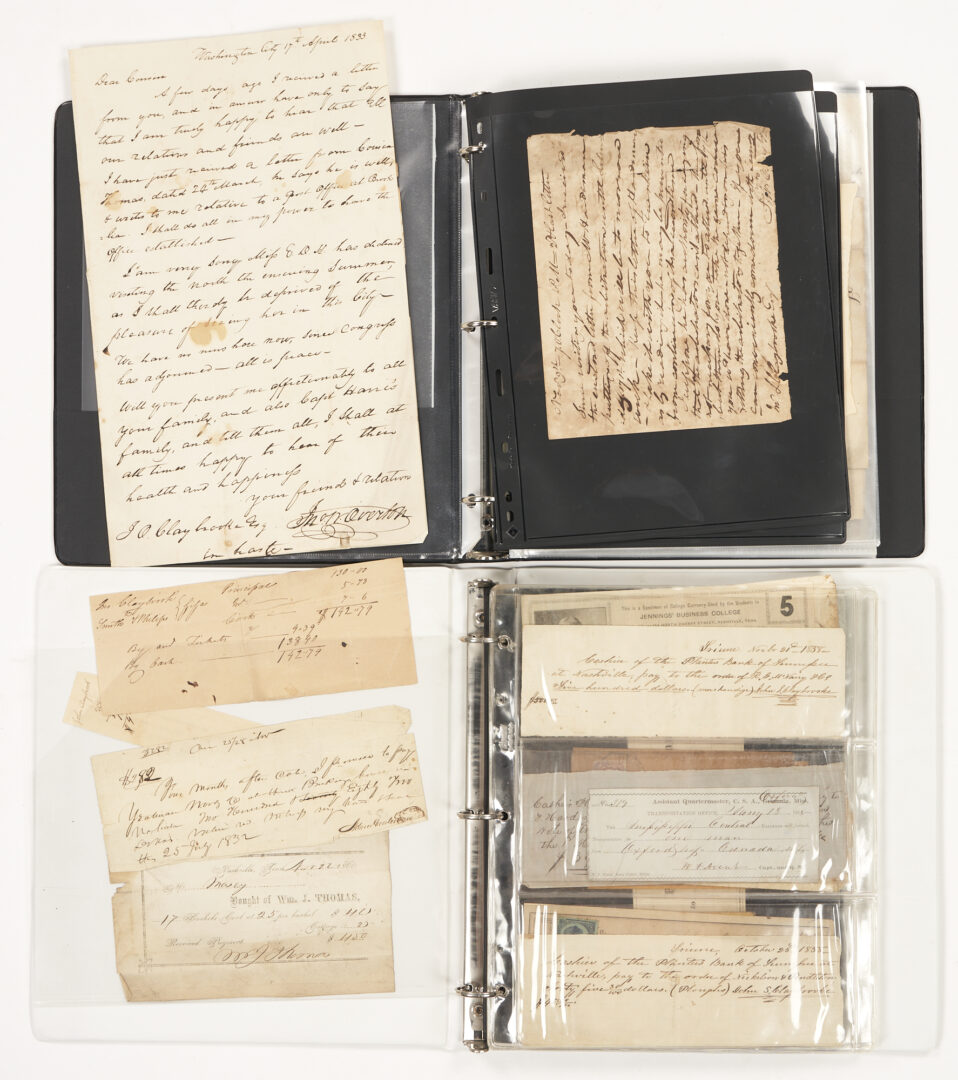 Lot 559: Archive of the Claybrook – Overton Families of Tennessee