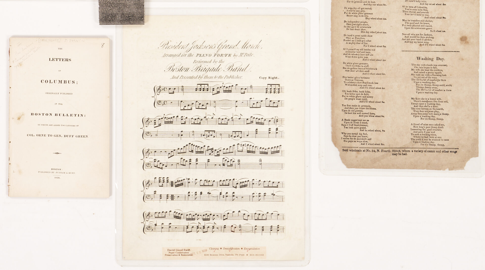 Lot 573: President Andrew Jackson Sheet Music, Broadside and Pamphlet, 4 items