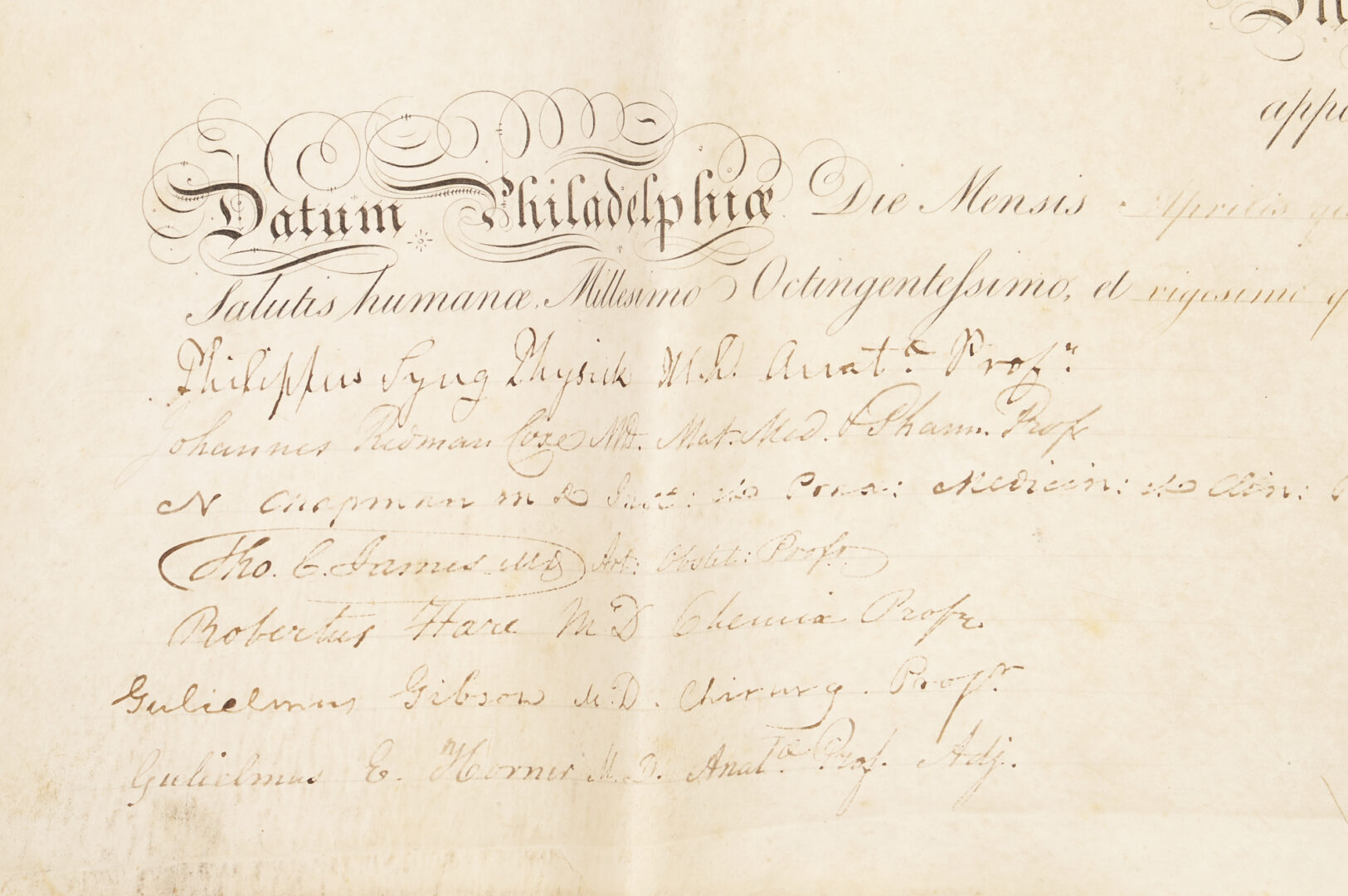 Lot 574: 32 pcs Miscellaneous Autographs and Ephemera inc. 1825 U Penn Diploma