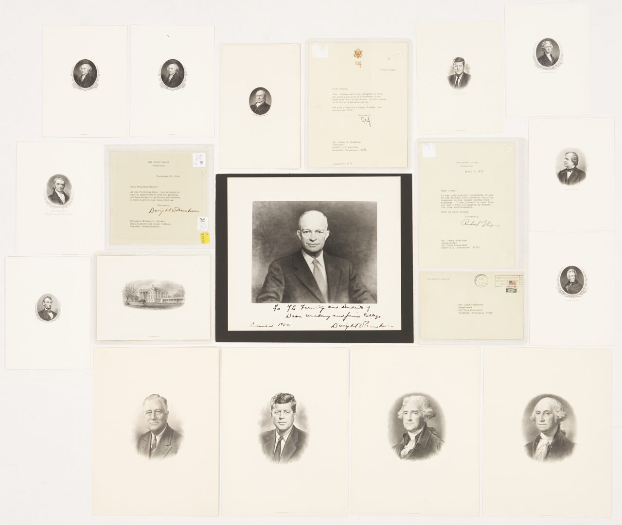 Lot 575: Presidential Autographs & Portrait Prints incl. Eisenhower Photo, 18 items