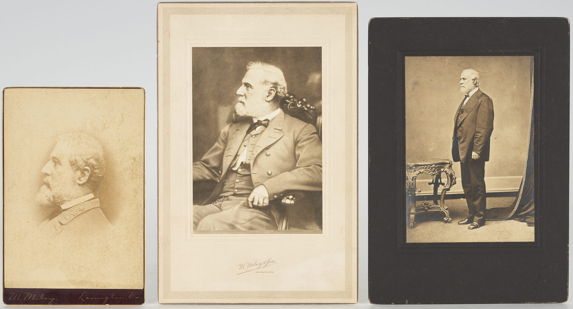 Lot 579: Group of 3 Robert E. Lee Cabinet Card Photographs, Miley Studio