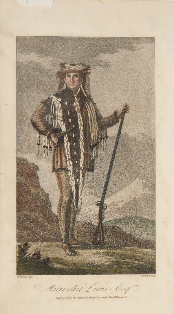 Lot 595: 10 Early Prints including Meriwether Lewis, Native American VA Portrait