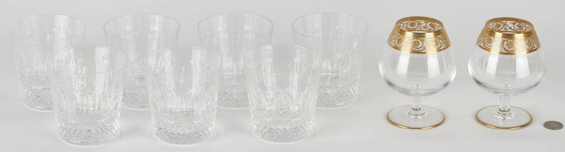 Lot 60: 9 pcs. St Louis Crystal, incl. Tommy DOF Glasses & Thistle Snifters