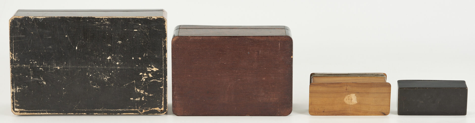 Lot 610: 4 European Wood Boxes, incl. Stamp Box