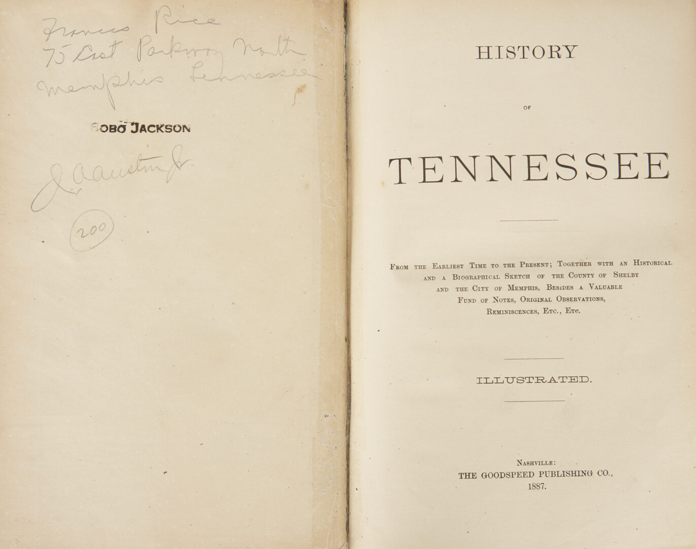 Lot 626: 2 TN Related Books: Art & Mystery of TN Furniture + History of TN Illustrated, 1887
