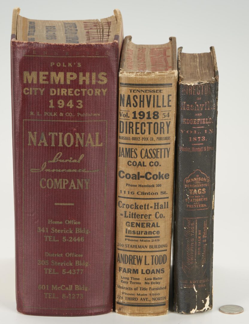 Lot 629: 3 TN City Directories, Nashville & Memphis