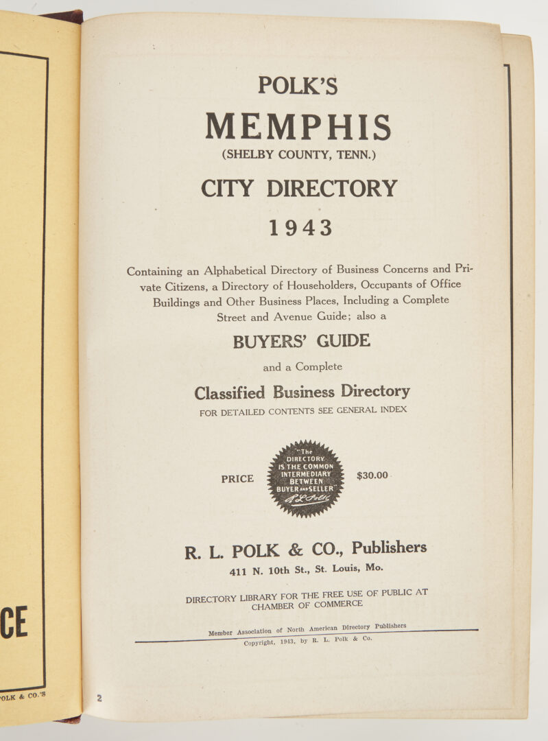 Lot 629: 3 TN City Directories, Nashville & Memphis