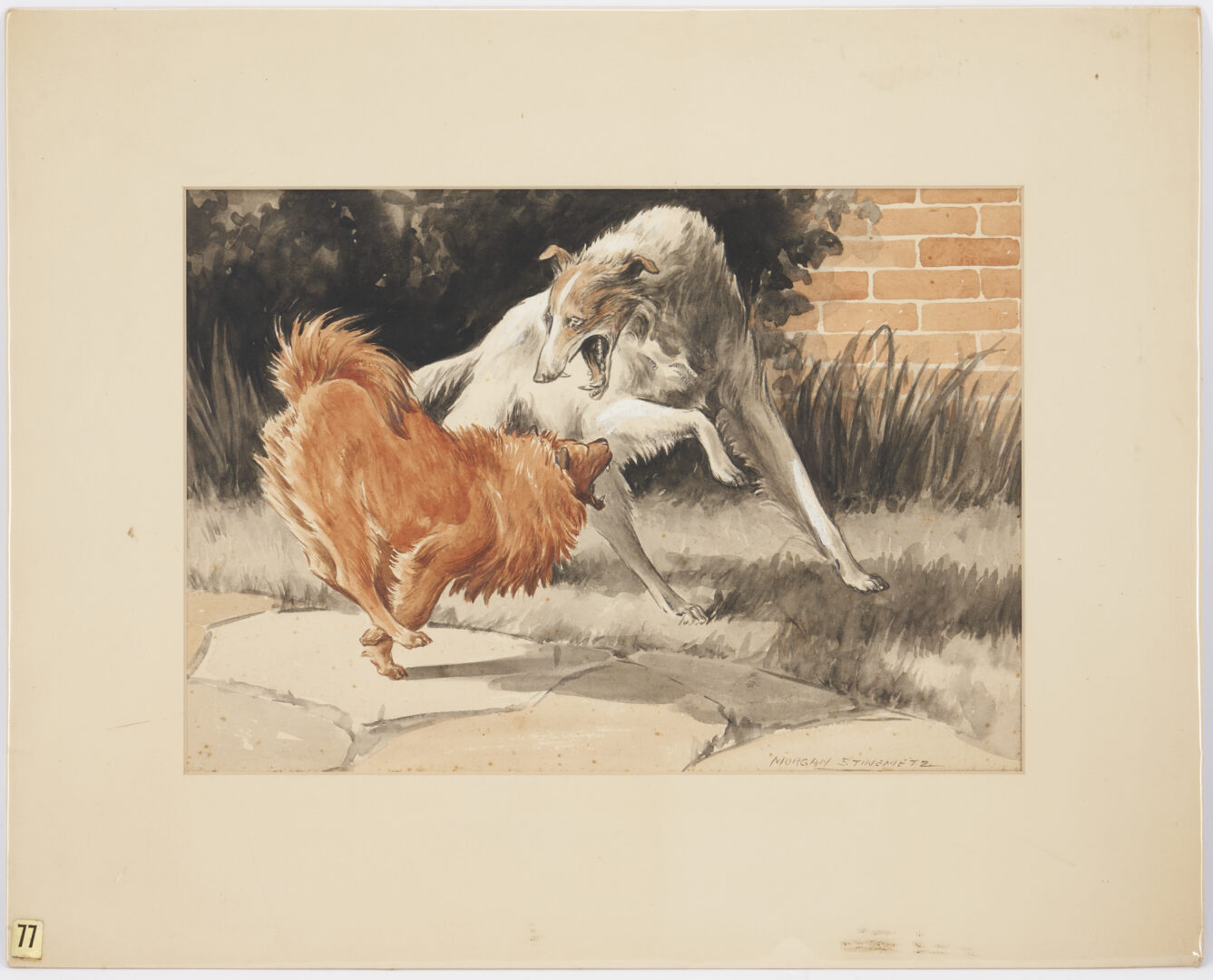 Lot 637: 6 Morgan Steinmetz Animal and Sporting Illustration Paintings and Drawings