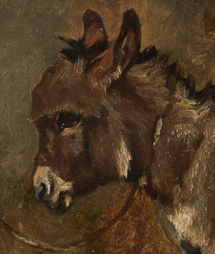Lot 644: 19th/Early 20th Cent. O/B Painting of a Donkey