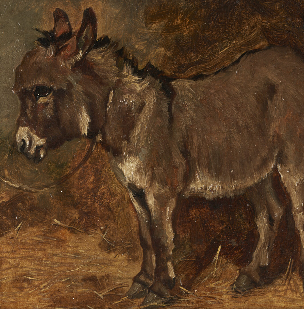 Lot 644: 19th/Early 20th Cent. O/B Painting of a Donkey