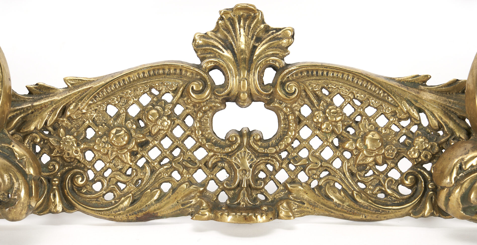 Lot 646: Pr. of French Bronze Louis XV Style Andirons w/ Fender & Pr. Rococo Chenets