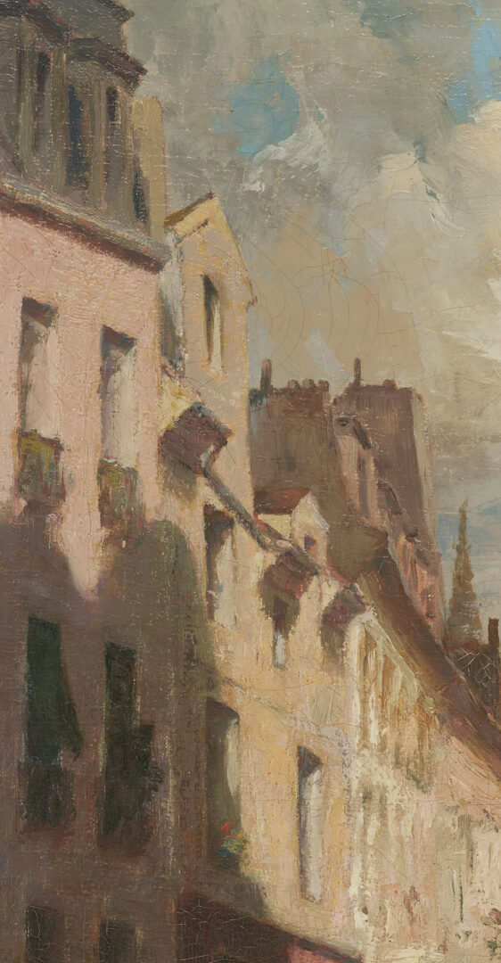 Lot 654: Fernand Guey O/C Painting, Paris Street w/ Spire of Notre Dame