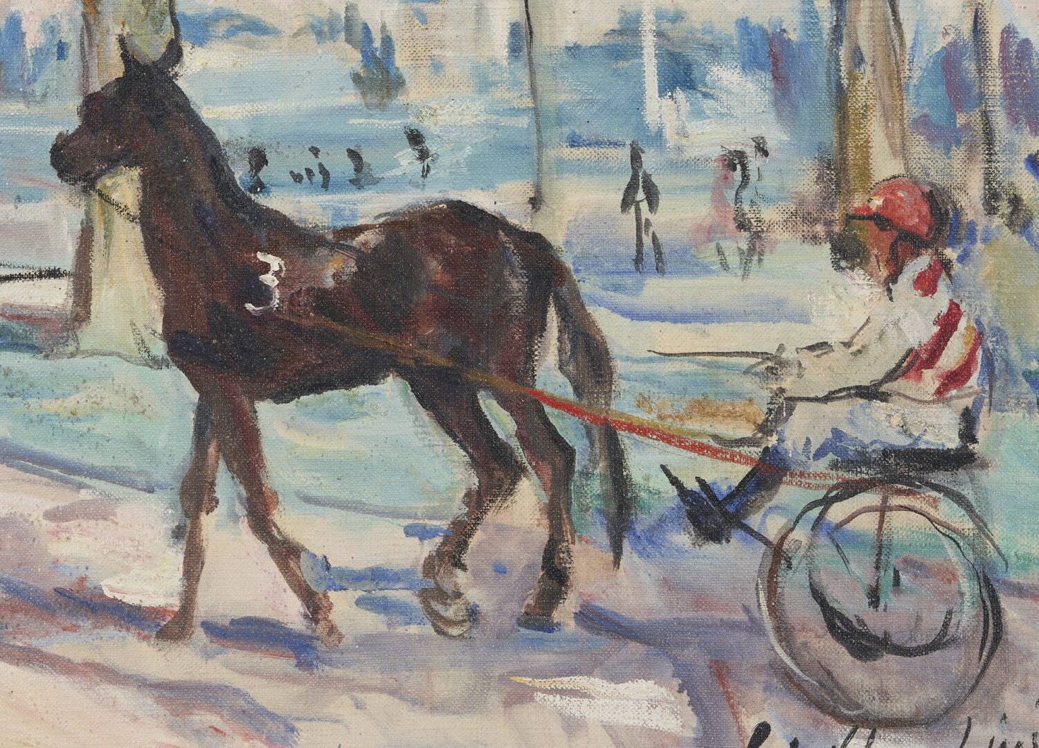 Lot 657: Carlo Cherubini O/C Equestrian Painting, ex-Wally Findlay