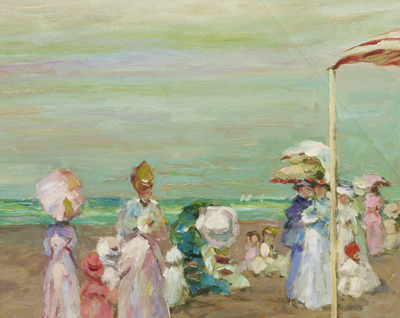 Lot 659: Jacques Deveau Beach Scene Painting