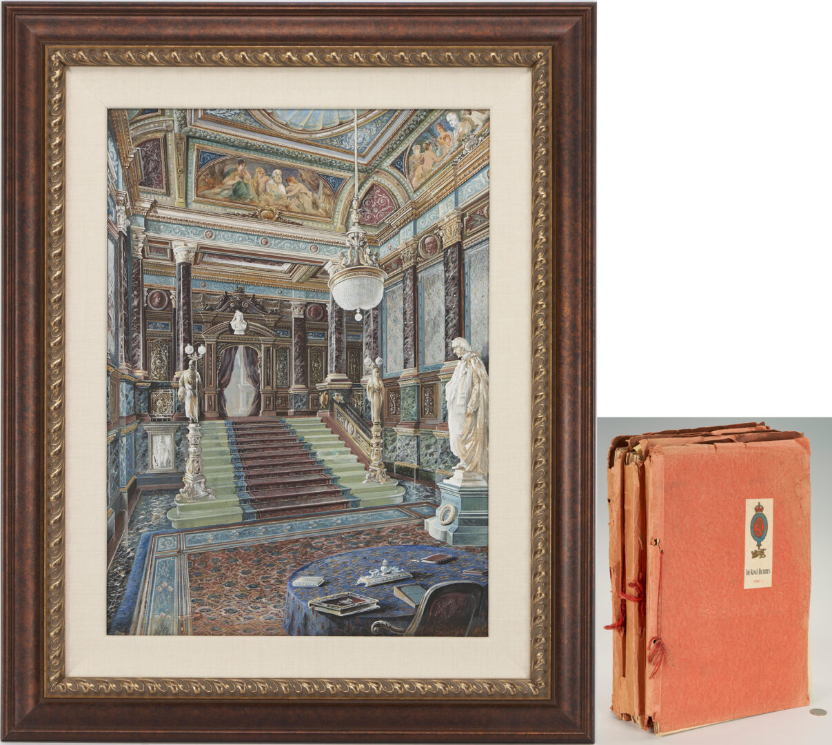 Lot 668: English Palace Interior Watercolor & THE KING'S PICTURES, Vol. I-III