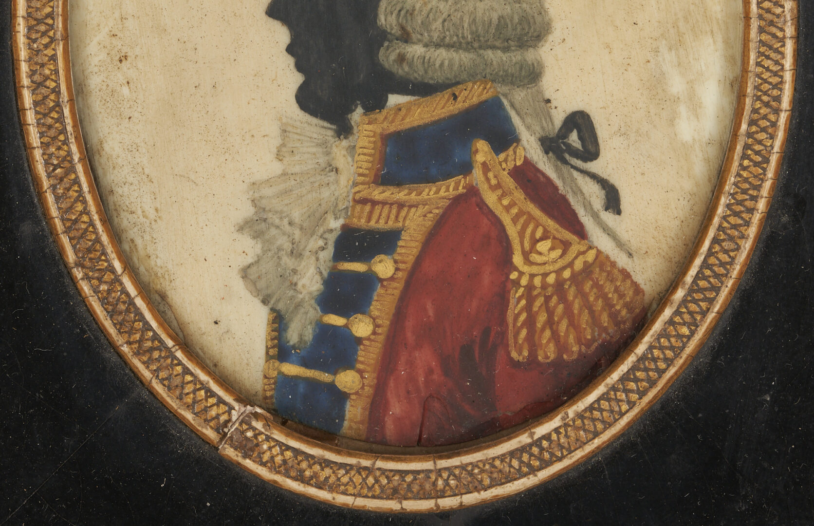 Lot 671: 2 Military Portraits, Wax Relief and Painted Silhouette