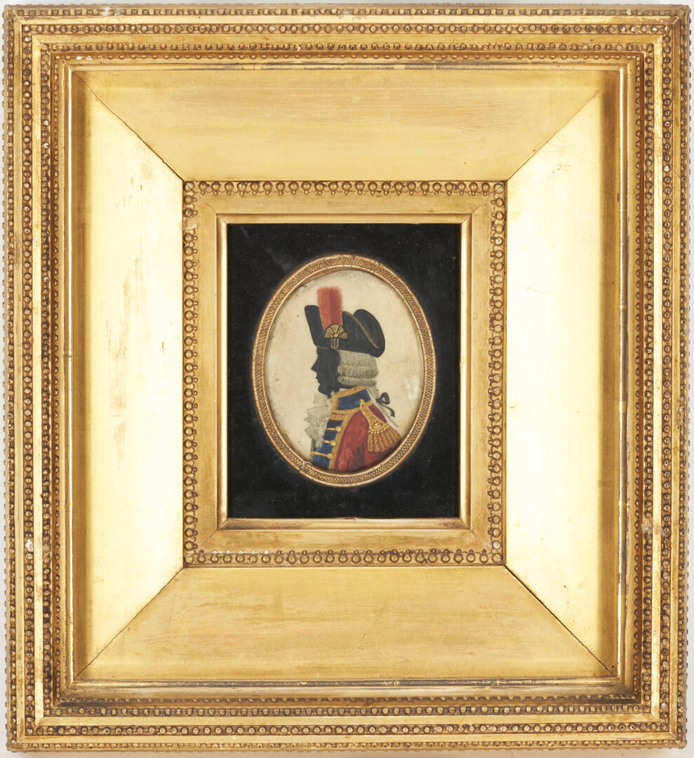 Lot 671: 2 Military Portraits, Wax Relief and Painted Silhouette