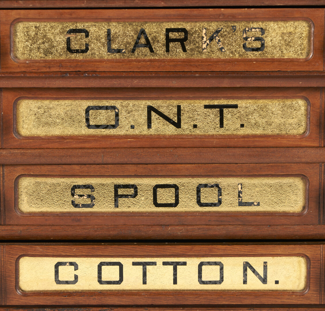 Lot 679: Clark’s O.N.T. 4 Drawer Spool Cabinet