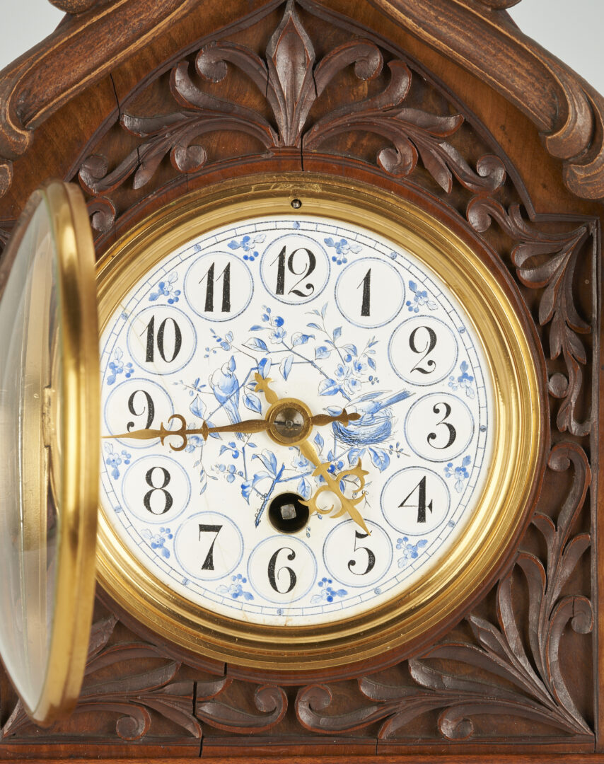 Lot 681: European Mantel Clock w/ Delft Porcelain Dial