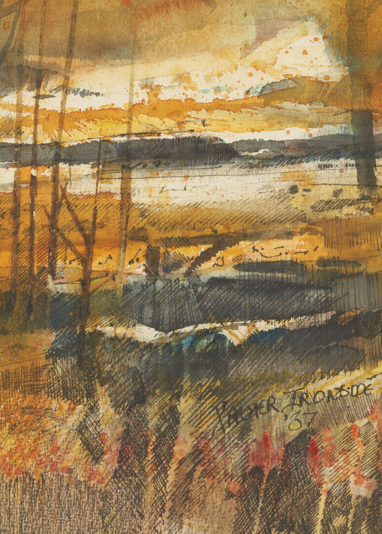 Lot 687: 2 Xavier Ironside Watercolor Landscape Paintings, incl Norris Lake, TN