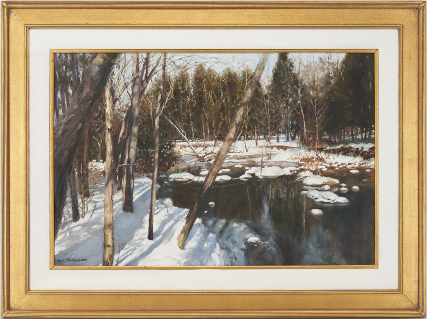 Lot 694: Lassie Crowder, Winter Landscape Oil Painting