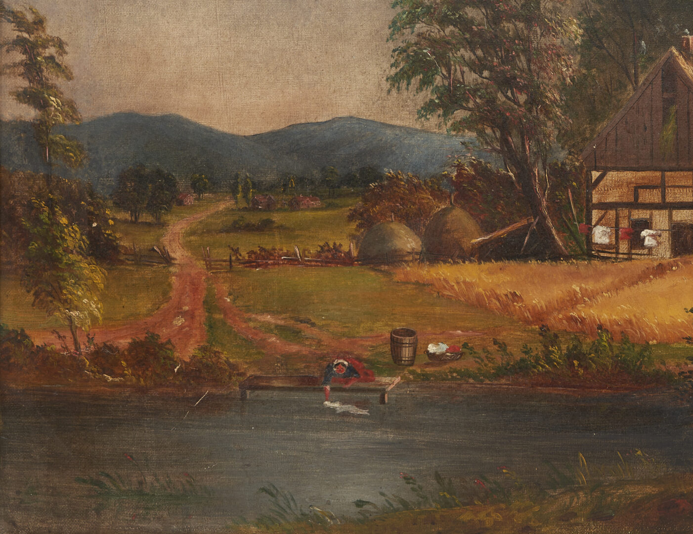 Lot 700: Attr. Job Spencer O/C Landscape Painting, Shenandoah Valley, Circa 1865