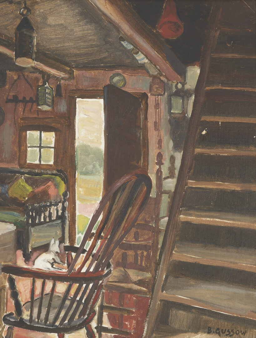 Lot 715: Bernard Gussow Oil Painting, Cabin Interior