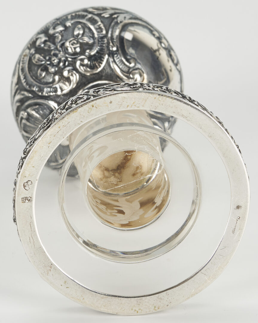 Lot 731: German Silver crystal Oil Lamp & Norwegian Figural Silver Salt Dish