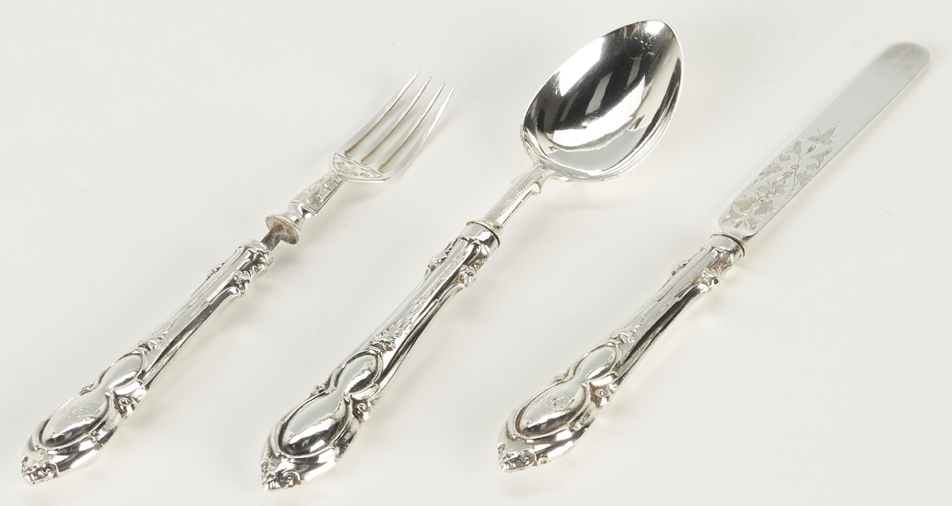 Lot 738: Sterling Tea Flatware Set & Youth Set in Victorian Cases