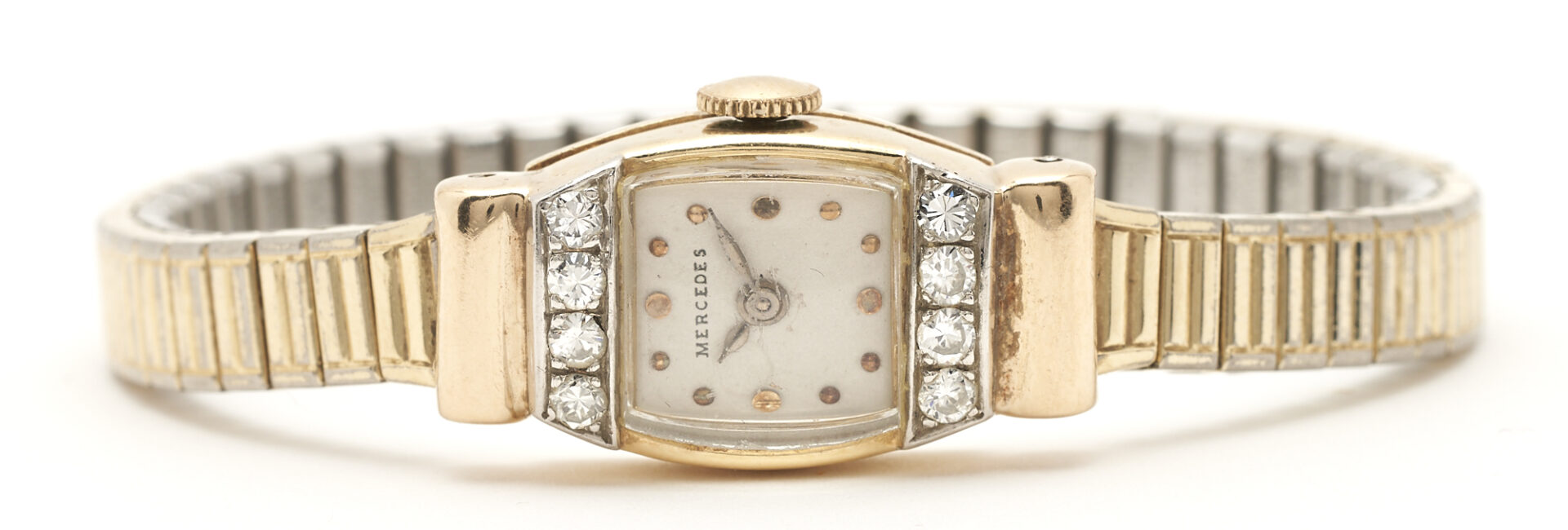 Lot 760: Ladies' 14K Gold & Diamond Mercedes Wrist Watch