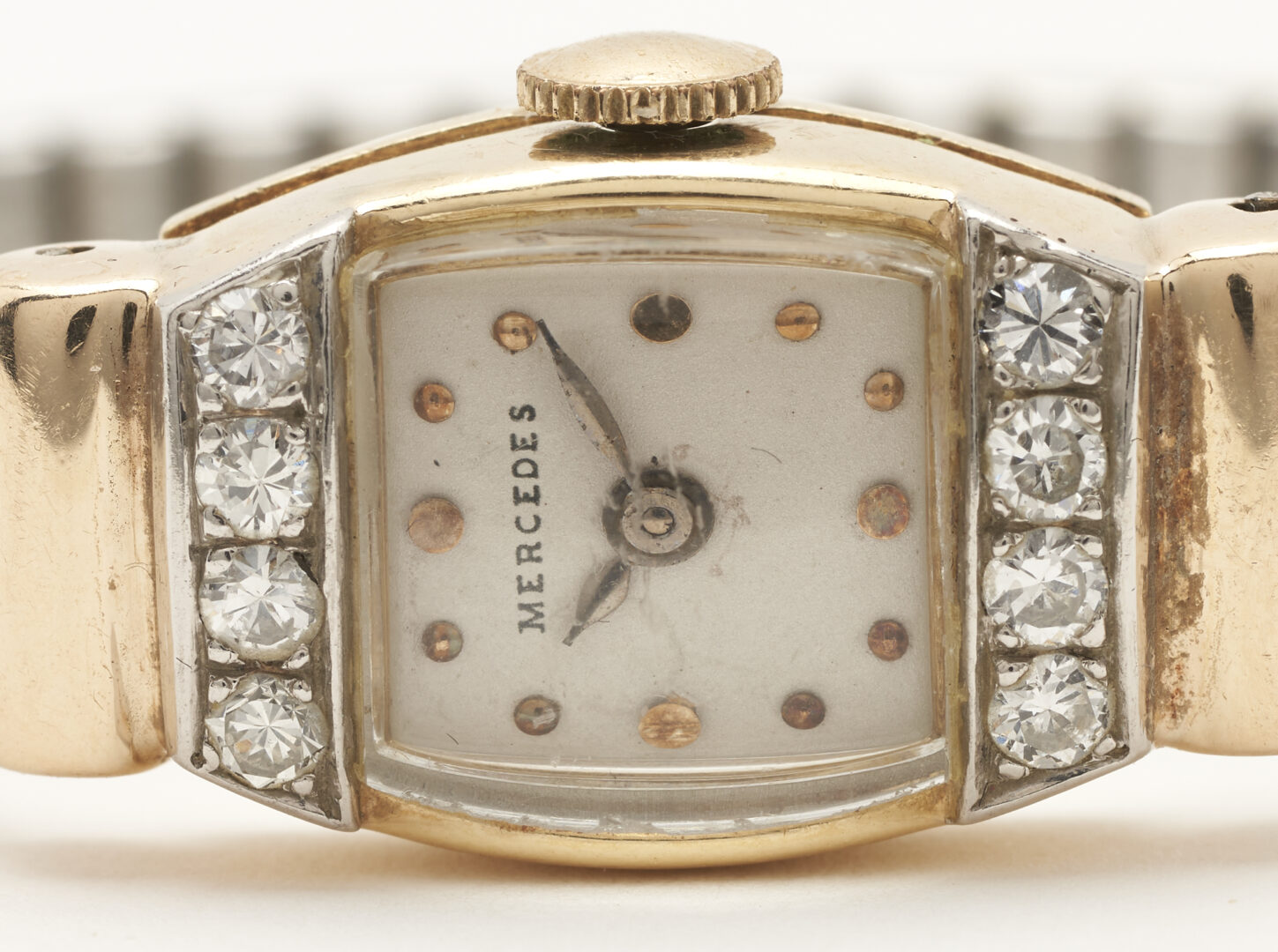 Lot 760: Ladies' 14K Gold & Diamond Mercedes Wrist Watch