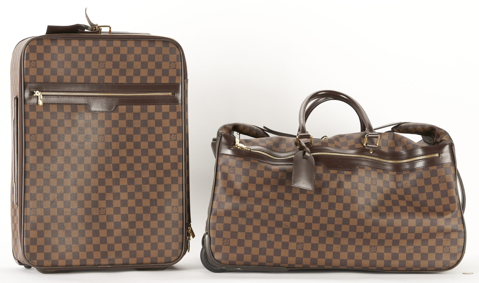 Lot 768: 2 pcs. Louis Vuitton Luggage, Pegase Damier 55 & Damier Ebene Eole Convertible Duffle