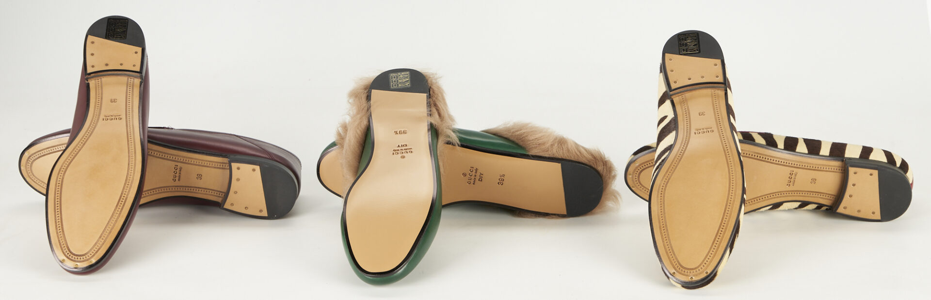 Lot 788: 3 Pairs Gucci Leather Loafers or Slides