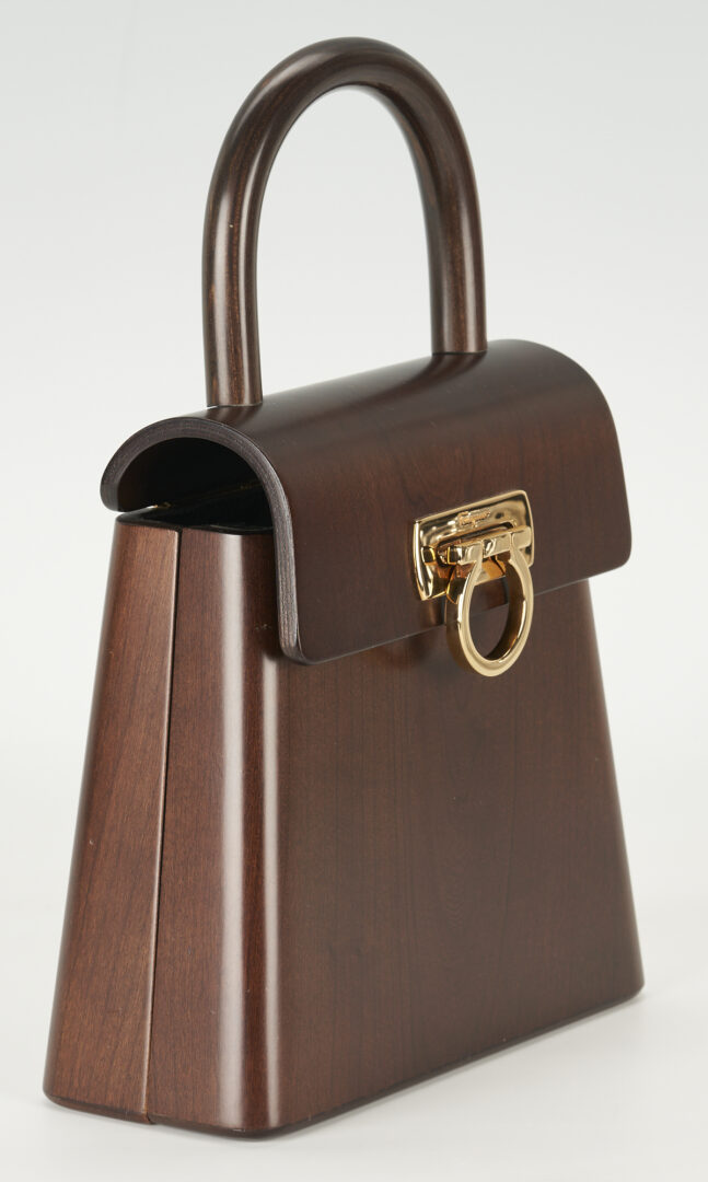 Lot 790: Salvatore Ferragamo Gancini Wooden Flap Bag