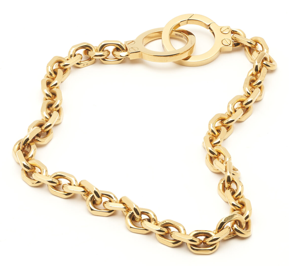 Lot 792: Celine Chaine Triomphe Golden Handcuff Necklace in Vermeil