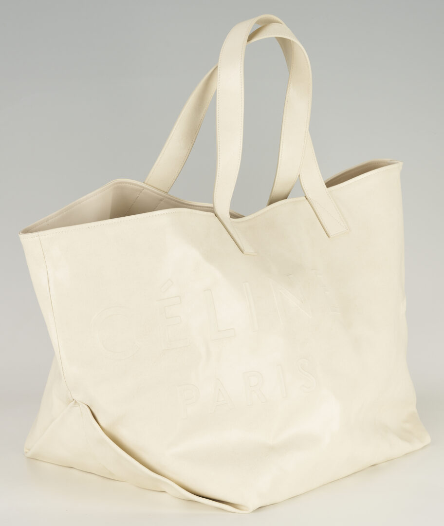 Lot 794: Celine "Made In" Medium White Leather Tote Bag