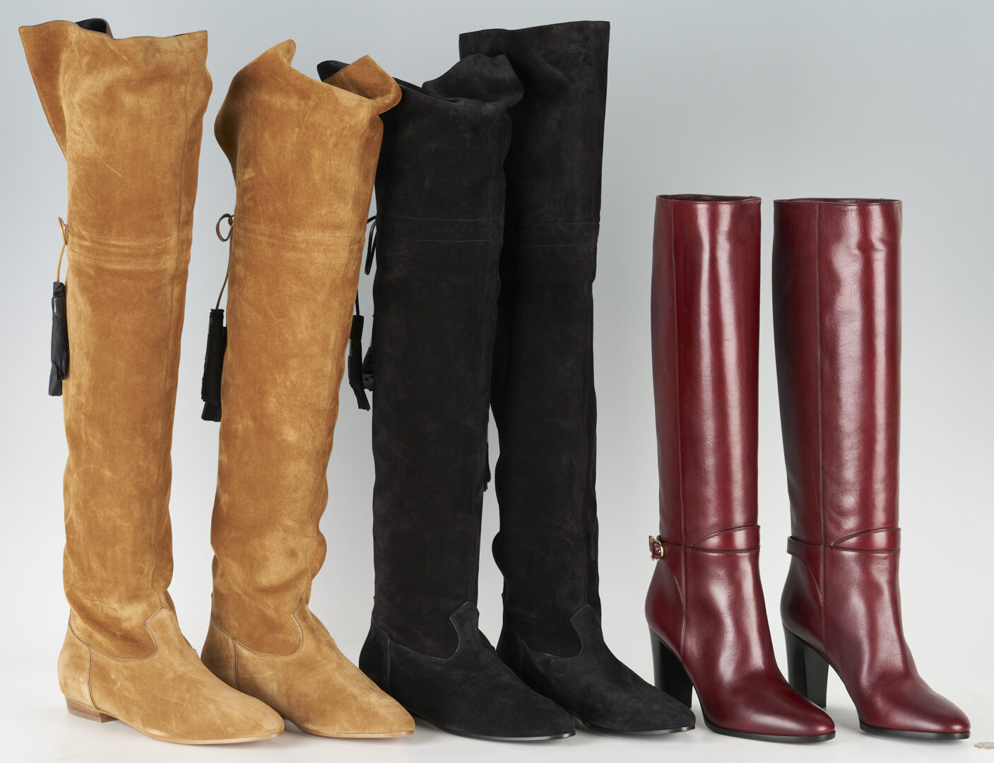 Lot 796: 3 Pairs Celine Leather Boots, incl. Over the Knee
