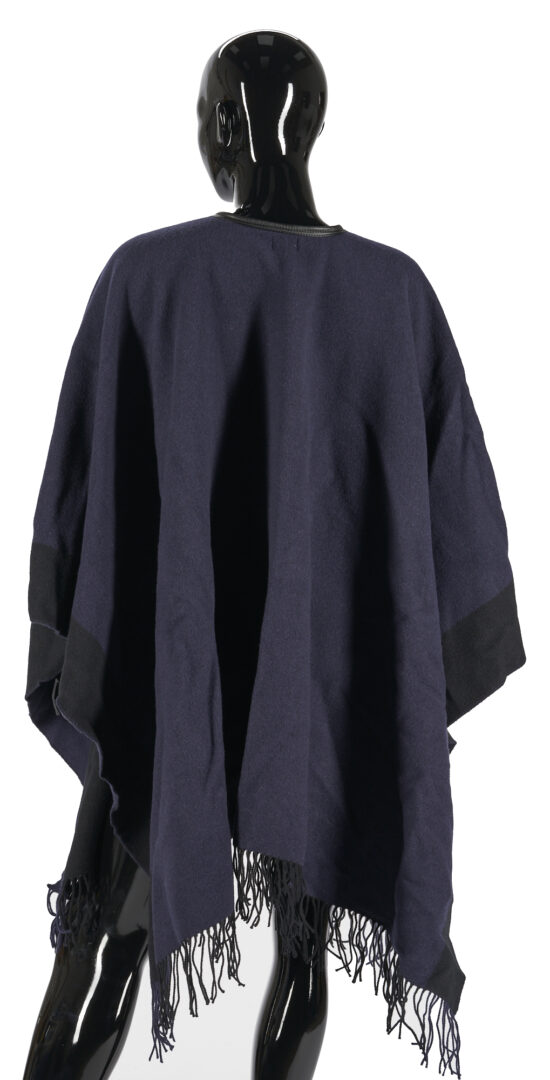 Lot 88: Hermes Reversible Wool, Cashmere & Leather Tassel Poncho