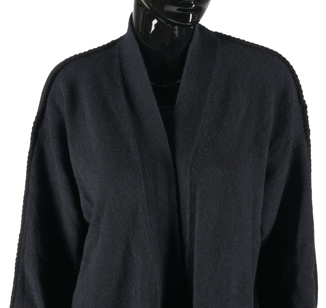 Lot 89: Hermes Bleu Noir Cashmere Knitted Coat