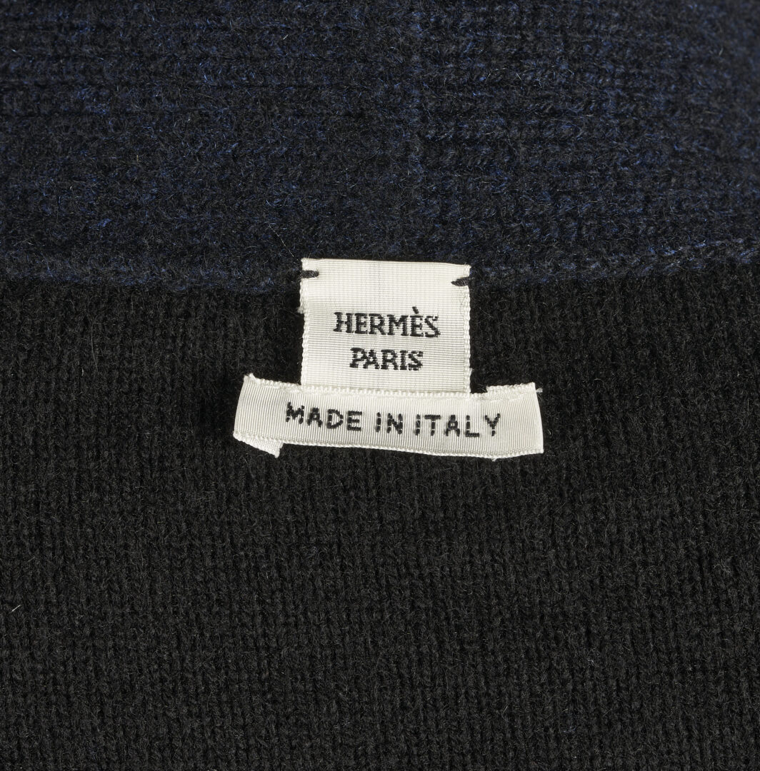 Lot 89: Hermes Bleu Noir Cashmere Knitted Coat