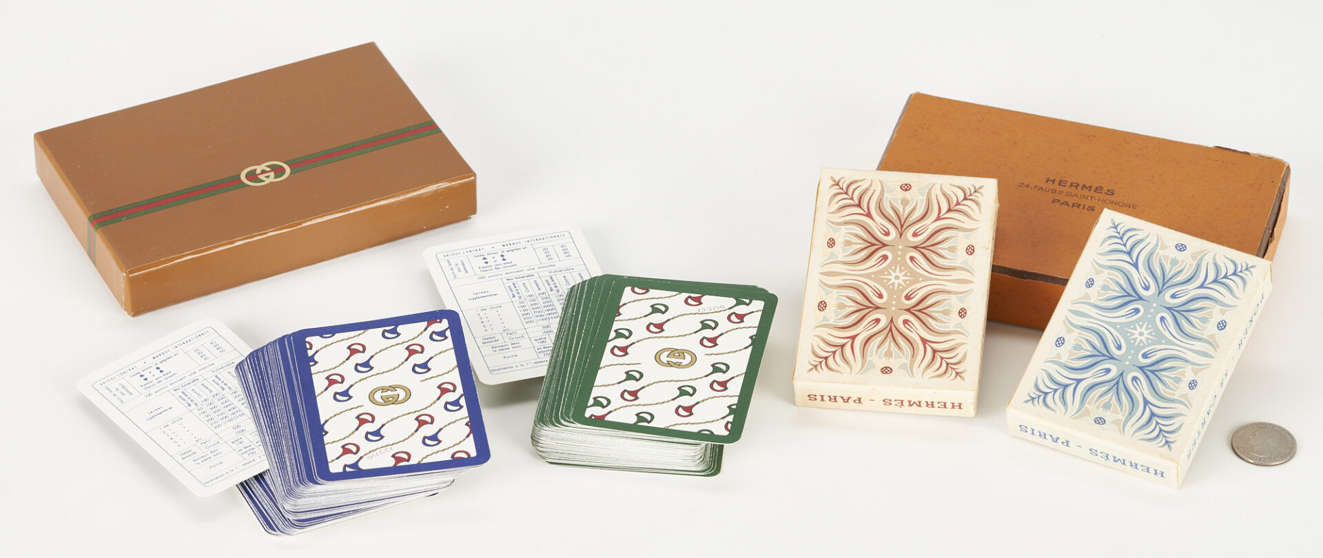 Lot 94: 2 Designer Vintage Playing Card Boxed Sets, Hermes by A.M. Cassandre & Gucci