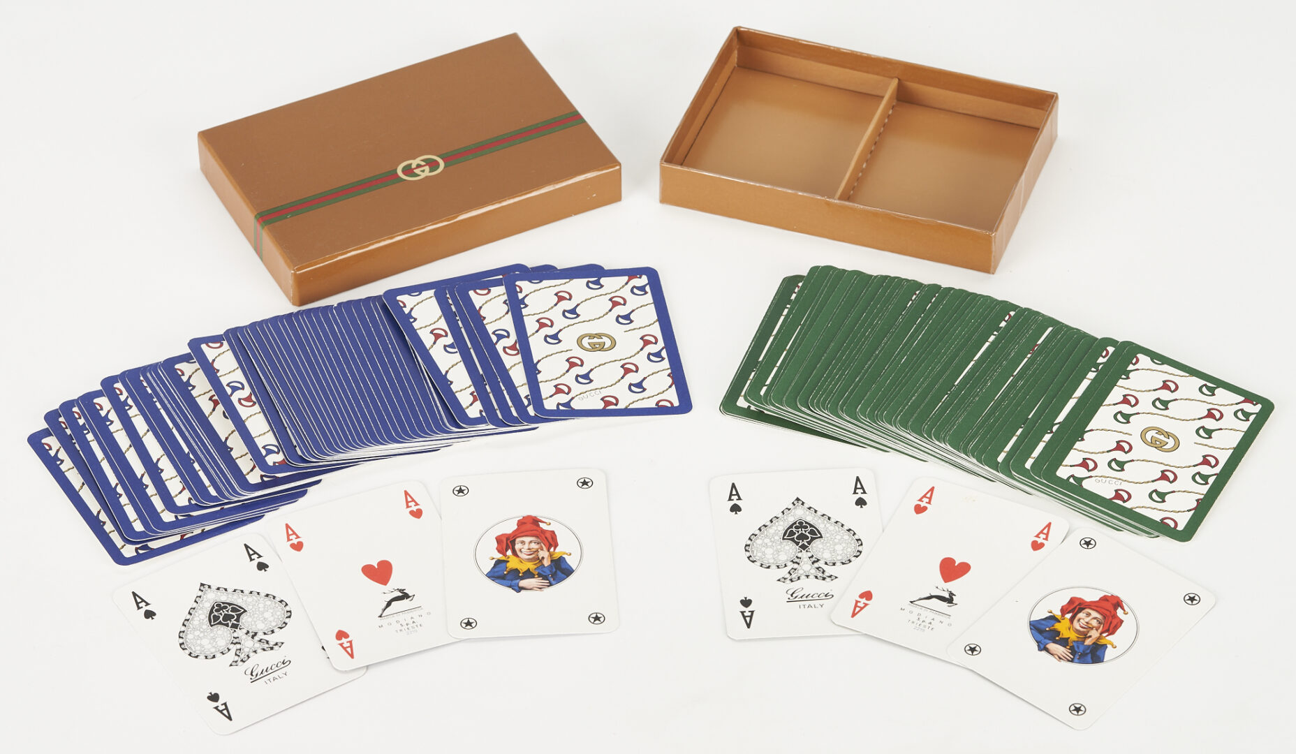 Lot 94: 2 Designer Vintage Playing Card Boxed Sets, Hermes by A.M. Cassandre & Gucci