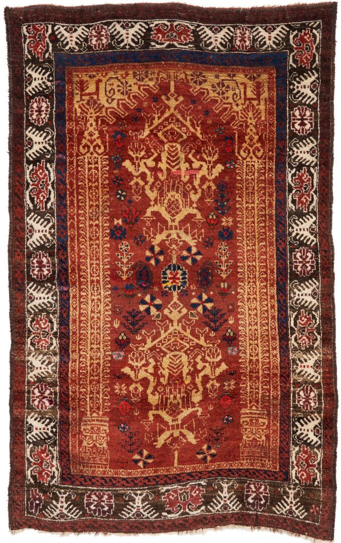 Lot 1003: Antique Baluch Tribal Prayer Rug, Archaic Eagle Border