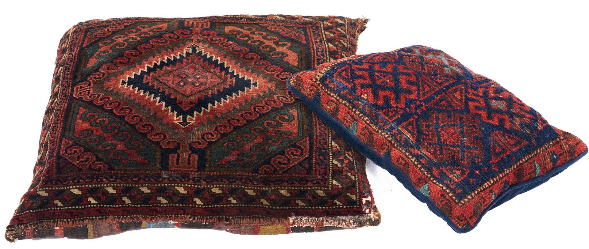 Lot 1004: 2 Late 19th Cent. Rug Pillows, Kurdish Pillow & Baluch Pillow