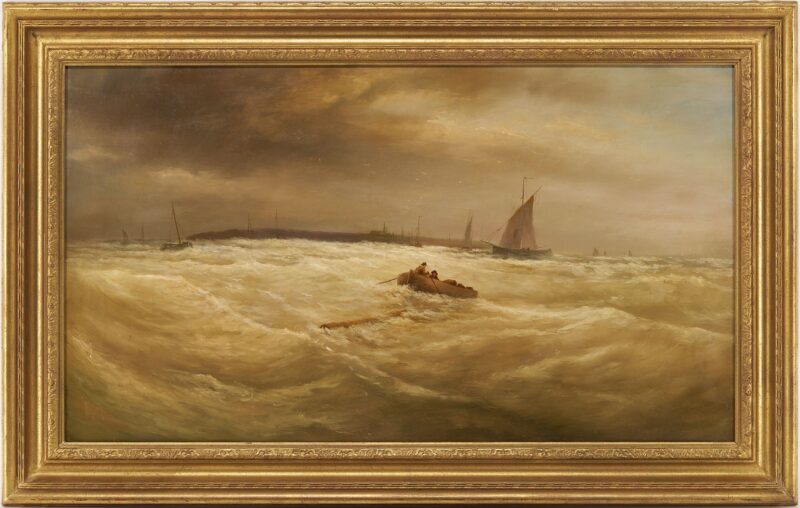 Lot 1009: English School 19th Century O/C Marine Painting