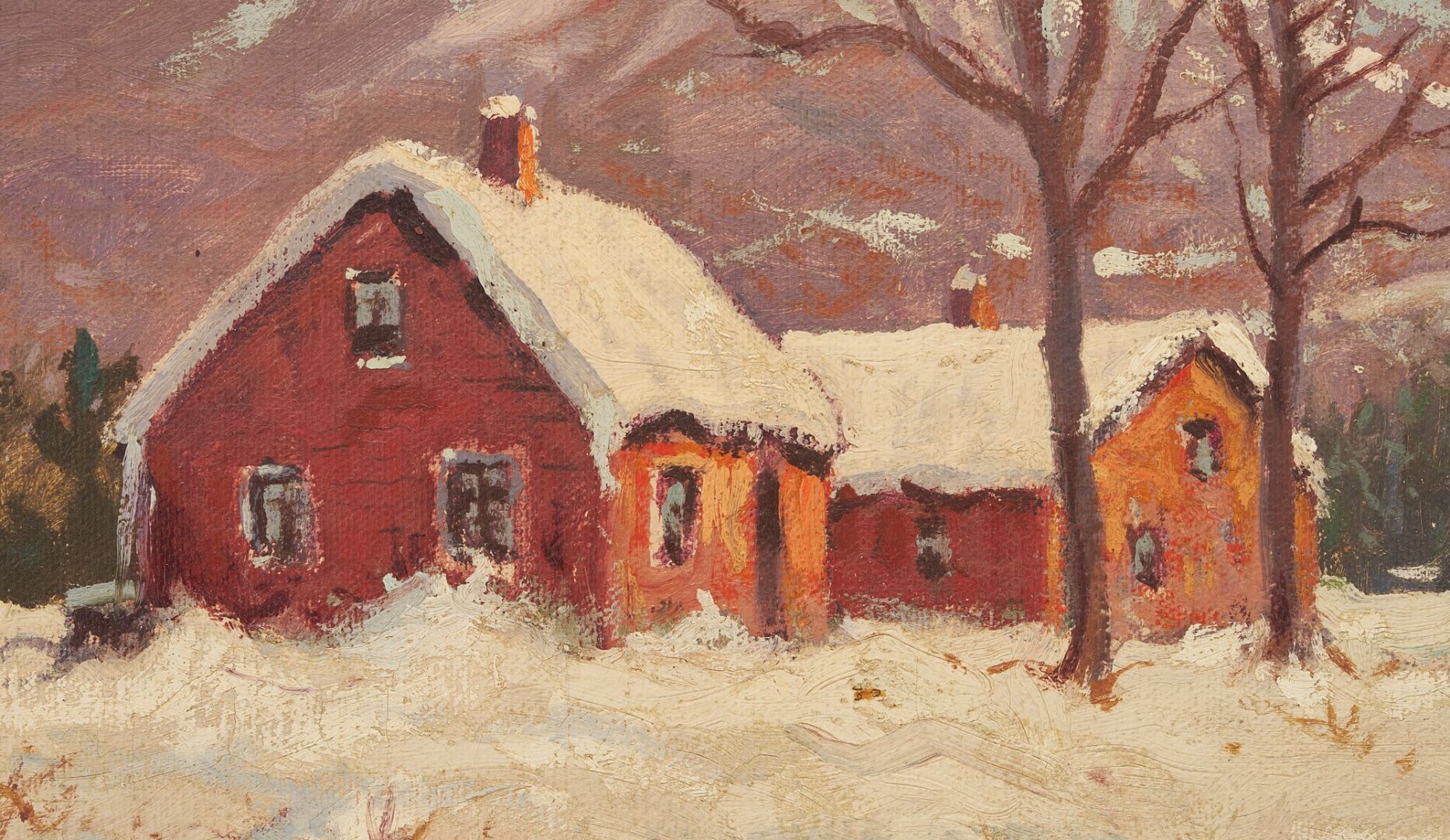 Lot 1010: Harry Howe O/C Snowscape Painting